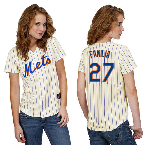 Jeurys Familia #27 mlb Jersey-New York Mets Women's Authentic Home White Cool Base Baseball Jersey